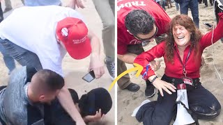 Masked Jerks Attack Female Trump Supporter Then Instantly Regret It [upl. by Joacimah791]