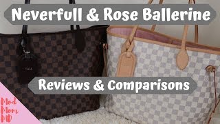 Louis Vuitton Neverfull MM  Rose Ballerine  Reviews amp Comparisons  modmom md [upl. by Melessa]