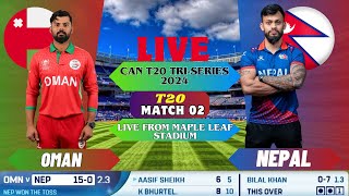 NEPAL VS OMAN 2024 MATCH 02  T20 TRI SERIES  LIVE SCORE COMMENTRY [upl. by Aleek]