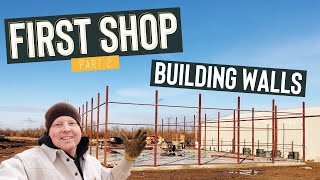 FRAMING WALLS ON A STEEL BUILDING FOR THE FIRST TIME 50X100 METAL BUILDING PROJECT  PART 2 [upl. by Sirehc852]