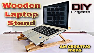 How to Make Wooden Laptop stand at Home  Adjustable laptop stand [upl. by Droc]