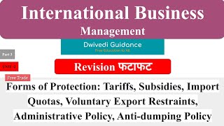 5  Tariff subsidy Non Tariff barriers Anti dumping policy Quotas Embargoes free Trade IBM [upl. by Wallas723]