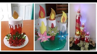 ¡PASO A PASO Como Crear Velas Navideñas Con Goma Eva o Foami [upl. by Kcirnek]