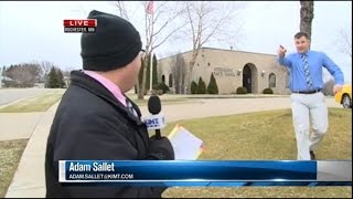 Watch a Bank Robber Interrupt This News Reporter During Live Broadcast [upl. by Vernor]