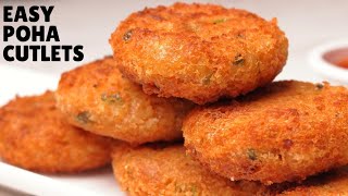 10MINUTE POHA CUTLET Recipe  Easiest Cutlet Recipe Ever Hindi [upl. by Yajnas]