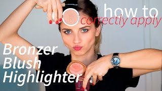 How To Correctly Apply Bronzer Blush and Highlighter  MILA [upl. by Enitsirhc]