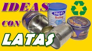 4 Ideas de cómo reciclar latas Maceta Dulcero Porta Pañuelos y Alfiletero [upl. by Eiveneg]