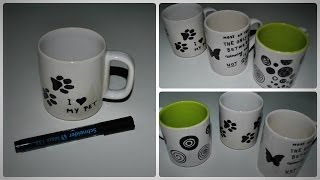 DIY How to decorate a mug with permanent marker [upl. by Notxed]