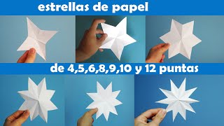 Estrella de papel  4 puntas 5 puntas 6 puntas 8 puntas 9 puntas 10 puntas 12 puntas [upl. by Lammond]