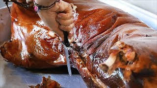 Indonesian Street Food  CRISPY ROAST PIG Bali Indonesia 2 [upl. by Lenard]