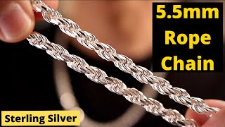 55mm Rope Chain Sterling Silver 925 [upl. by Sirahc]