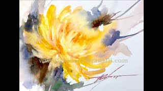 WatercolorAquarela  Demo  Chrysanthemum [upl. by Dublin502]