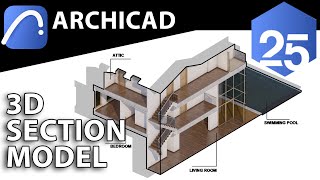 3D Section Model in Archicad 25 [upl. by Iphigeniah]