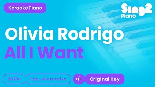 All I Want  Olivia Rodrigo  High School Musical Karaoke Piano [upl. by Nojad]